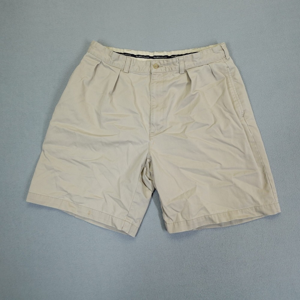 Polo Ralph Lauren Shorts Mens 35 Beige Pleated Chino Cotton Casual Classic Prep